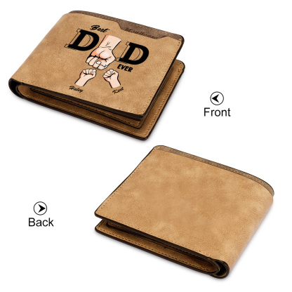 Personalised Best Dad Ever Wallet with 1-6 Names and Fists "I love you every day" |Father's Day Gift | Jessemade