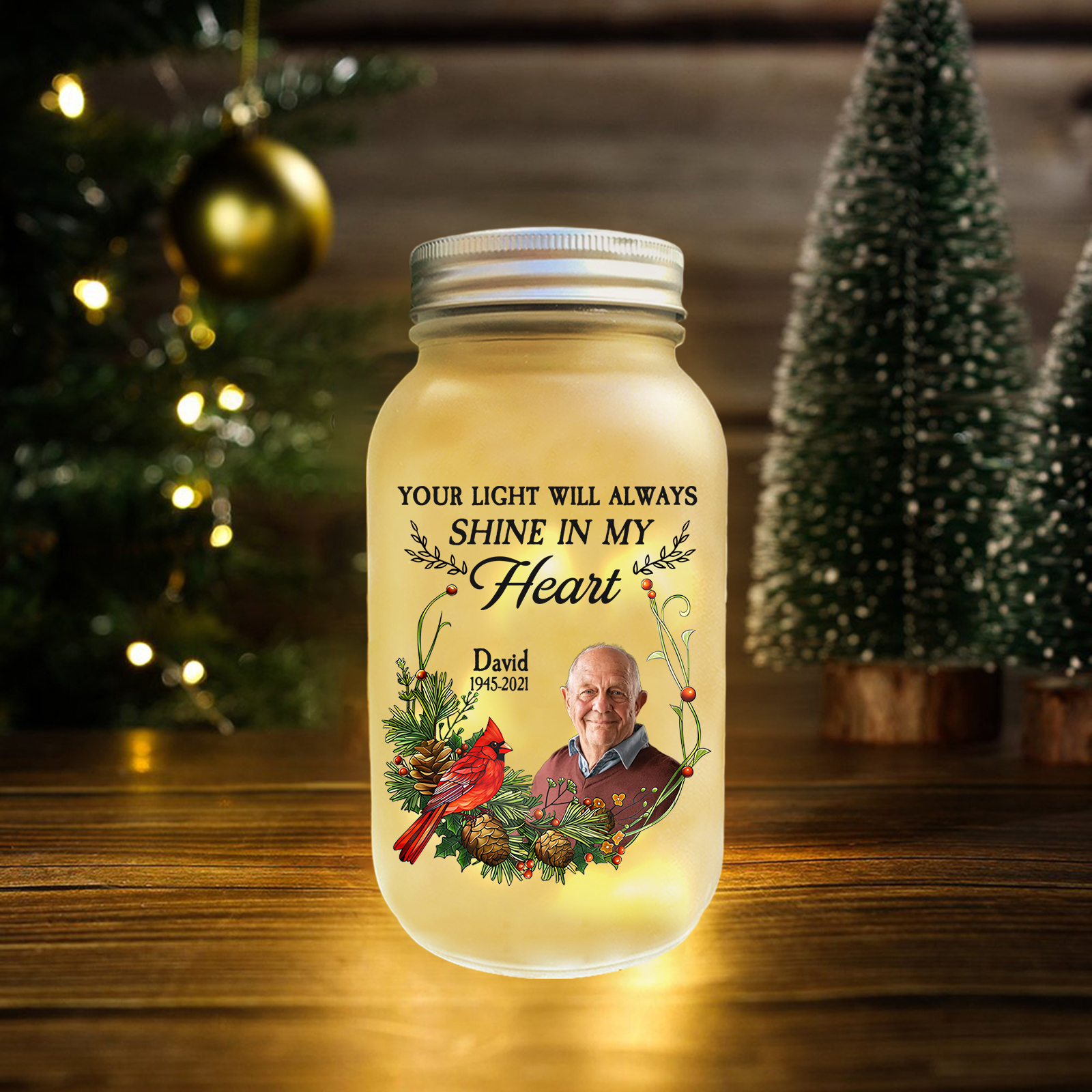 Personalised Memorial Gift Set with Mason Jar Angel Wing Bracelet Heart Acrylic Plaque Custom Photo & Name-Jessemade AU