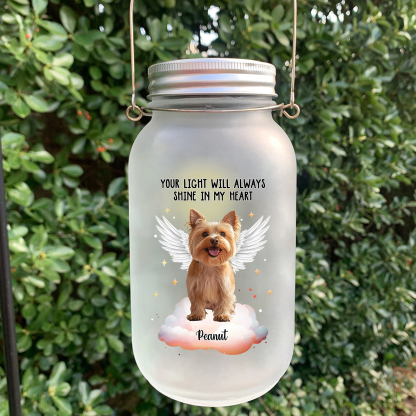 Personalised Mason Jar Light Custom Photo & Name Bottle Memorial Gifts for Pet Lover - Your Light Will Always Shine In My Heart-Jessemade AU