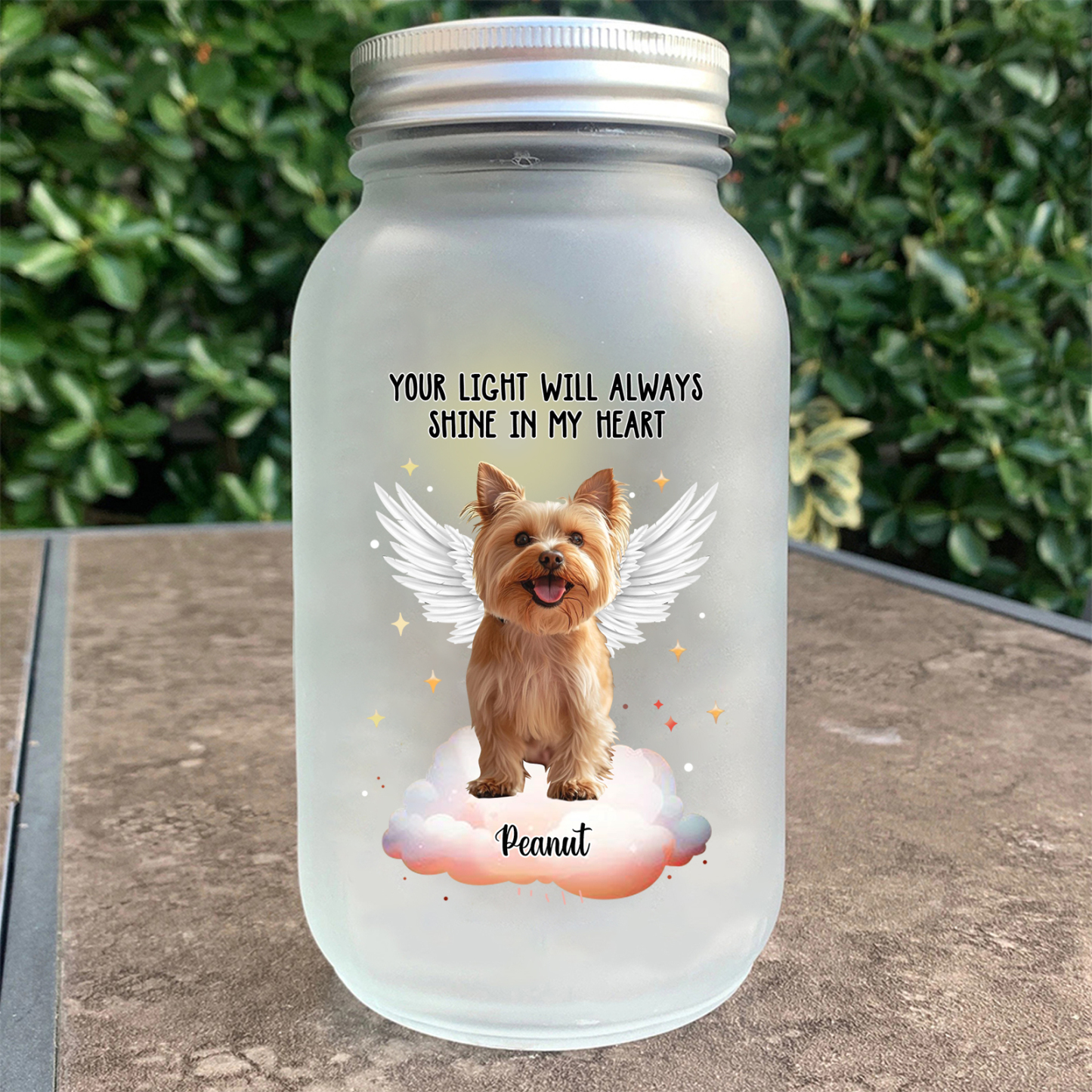 Personalised Mason Jar Light Custom Photo & Name Bottle Memorial Gifts for Pet Lover - Your Light Will Always Shine In My Heart-Jessemade AU