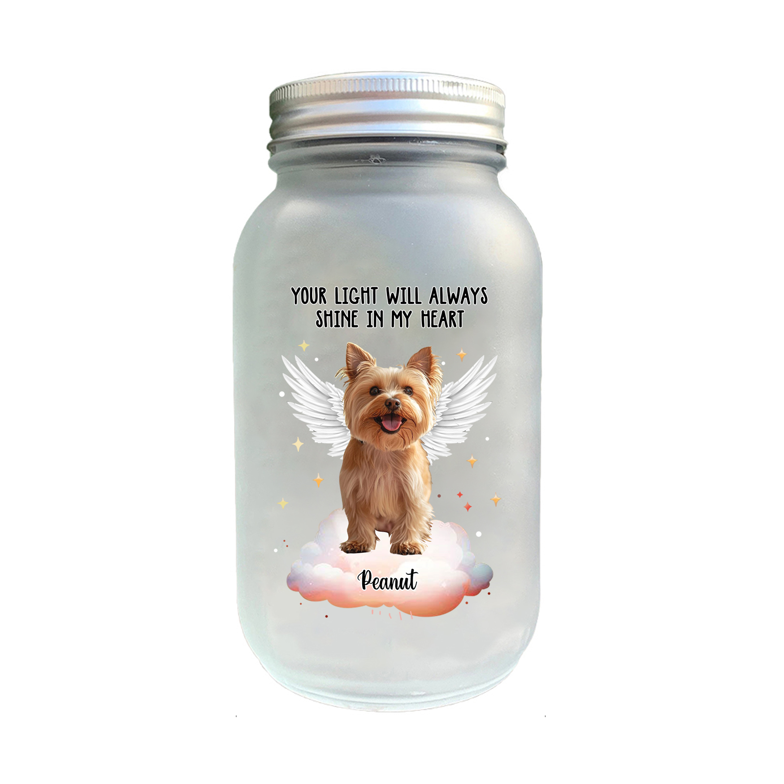 Personalised Mason Jar Light Custom Photo & Name Bottle Memorial Gifts for Pet Lover - Your Light Will Always Shine In My Heart-Jessemade AU