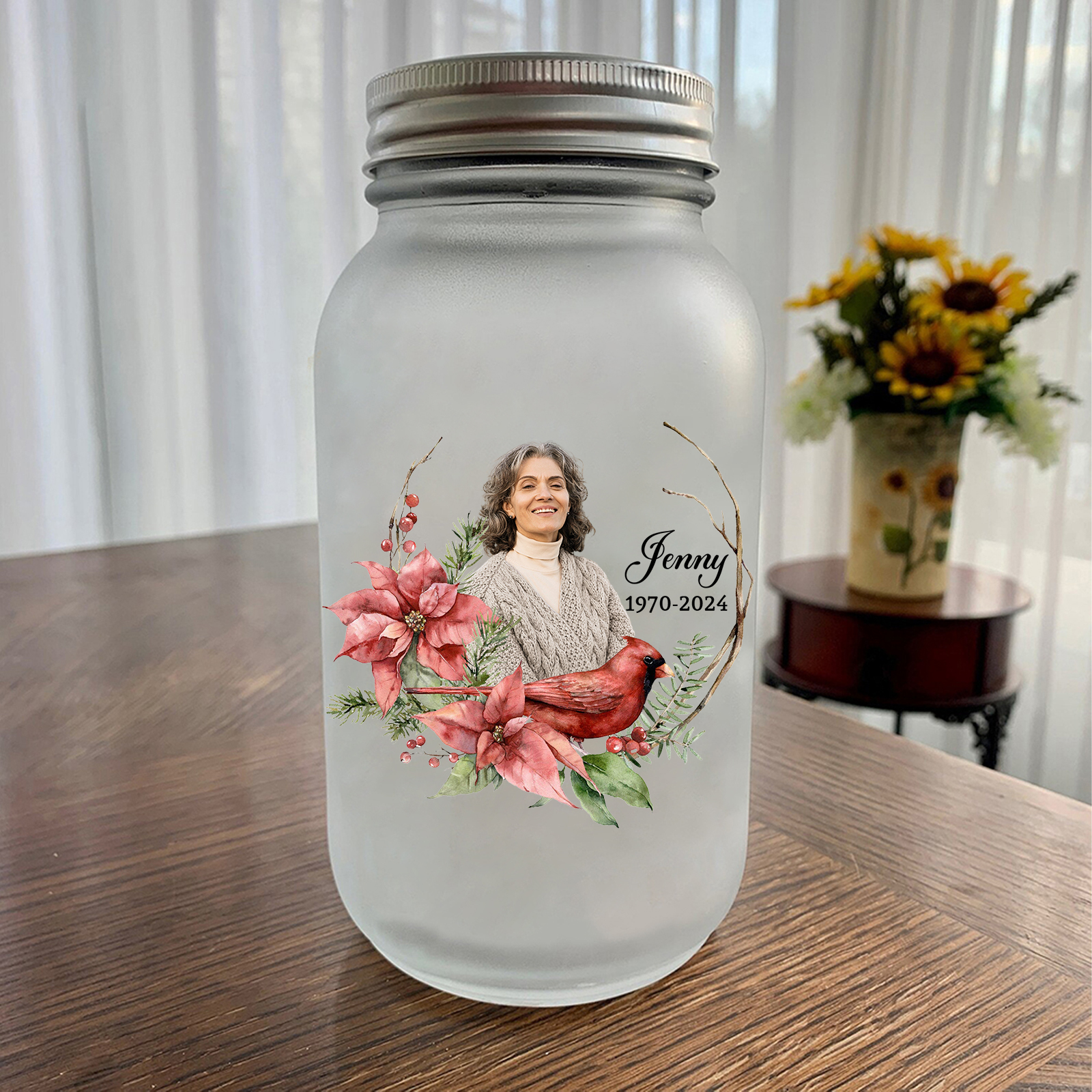 Personalised Mason Jar Light Custom Name & Photo & Date Bottle Memorial Gifts - I Am Always With You-Jessemade AU