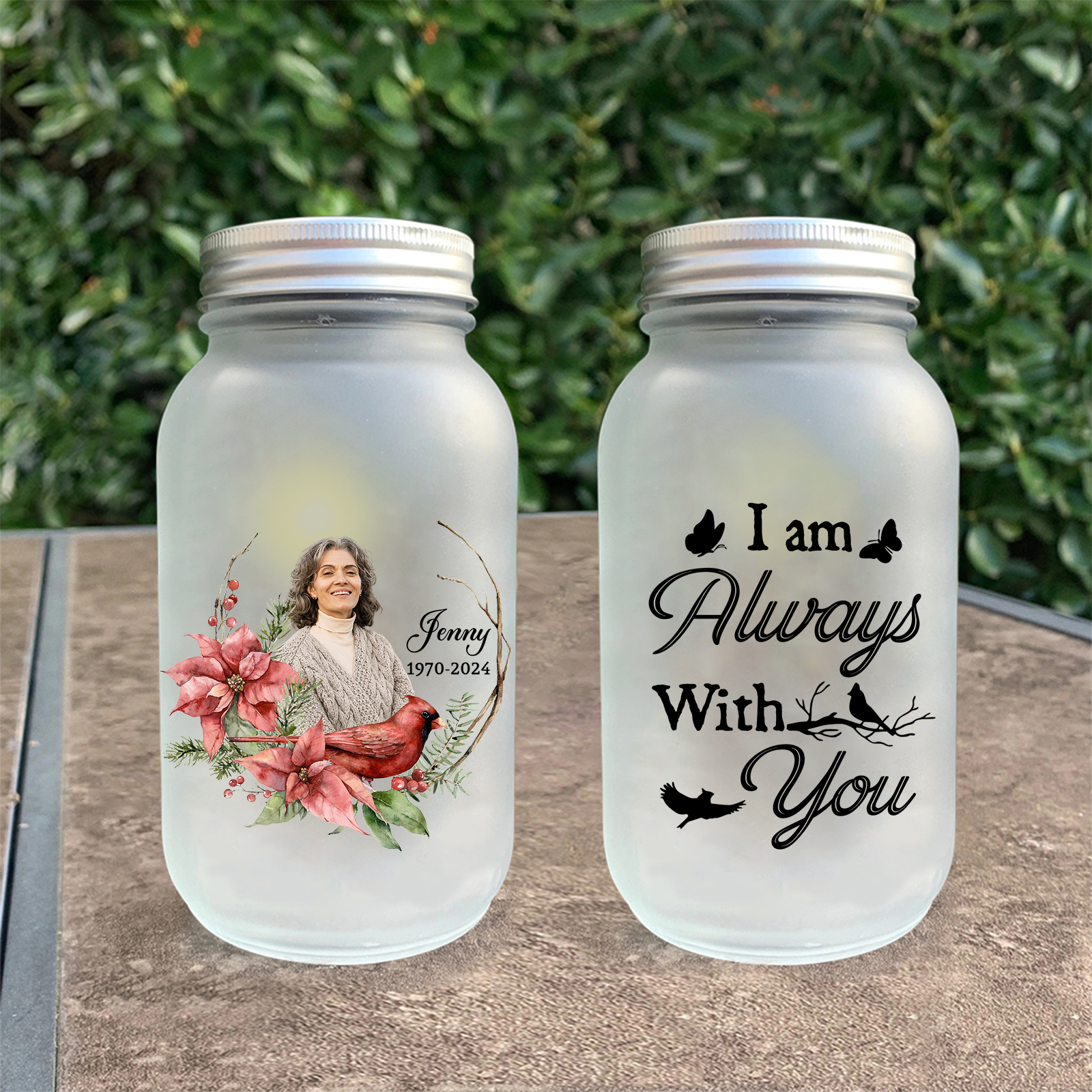 Personalised Mason Jar Light Custom Name & Photo & Date Bottle Memorial Gifts - I Am Always With You-Jessemade AU