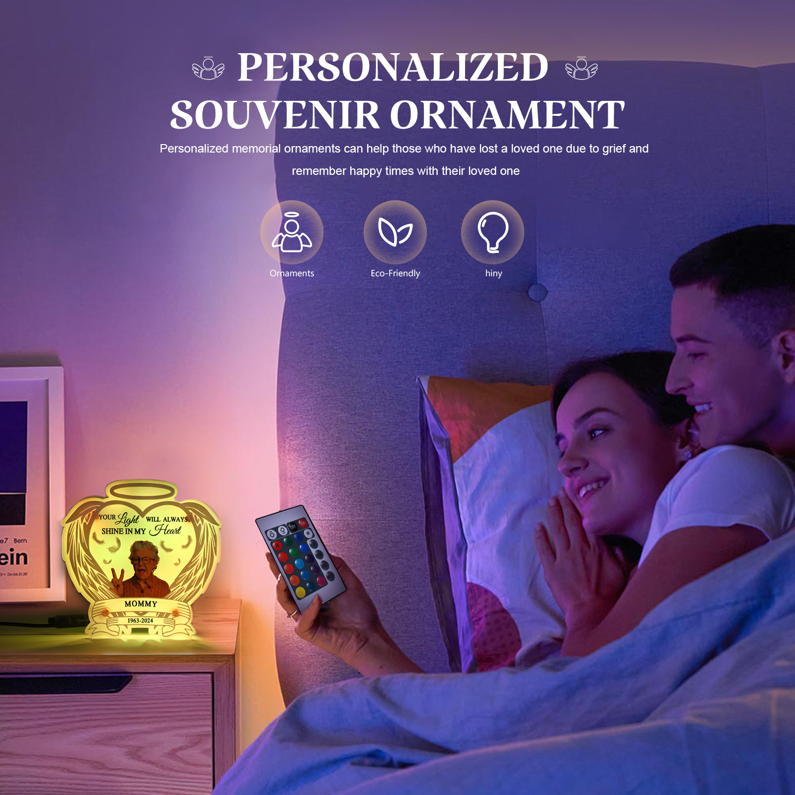 Personalised Memorial LED Light with Angel Wings 1 Name & Photo A Heartfelt Sympathy Gift-Jessemade AU