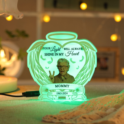 Personalised Memorial LED Light with Angel Wings 1 Name & Photo A Heartfelt Sympathy Gift-Jessemade AU