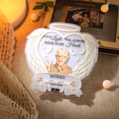 Personalised Memorial LED Light with Angel Wings 1 Name & Photo A Heartfelt Sympathy Gift-Jessemade AU