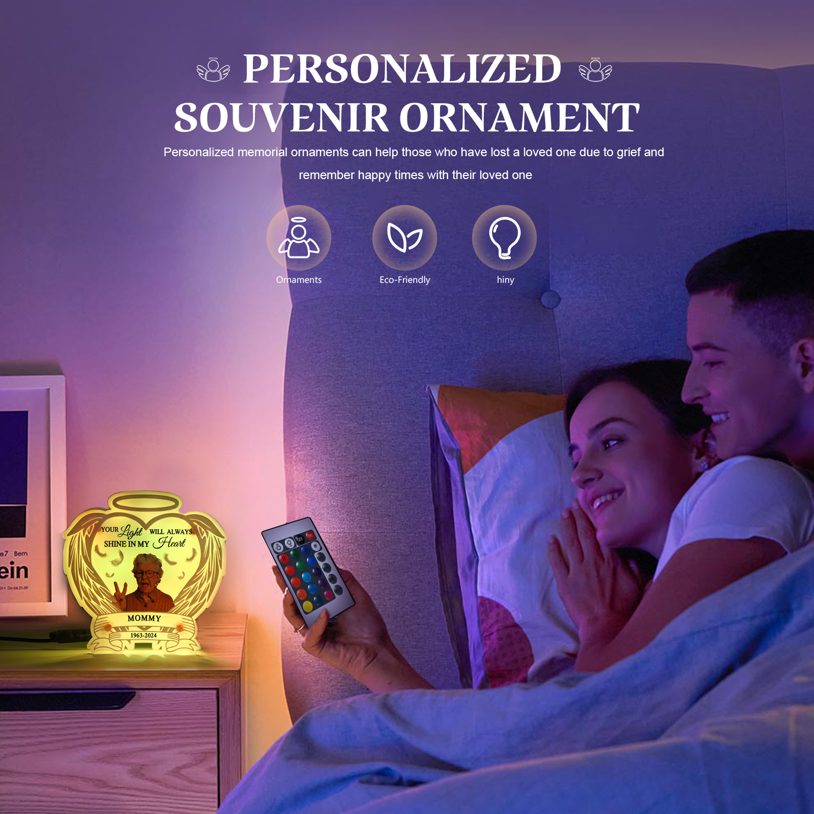 Personalised Memorial LED Light with Angel Wings 1 Name & Photo A Heartfelt Sympathy Gift-Jessemade AU