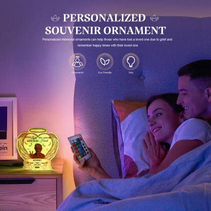 Personalised Memorial LED Light with Angel Wings 1 Name & Photo A Heartfelt Sympathy Gift-Jessemade AU