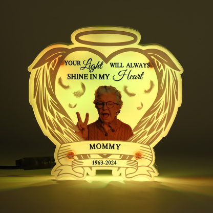 Personalised Memorial LED Light with Angel Wings 1 Name & Photo A Heartfelt Sympathy Gift-Jessemade AU