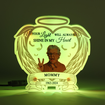 Personalised Memorial LED Light with Angel Wings 1 Name & Photo A Heartfelt Sympathy Gift-Jessemade AU