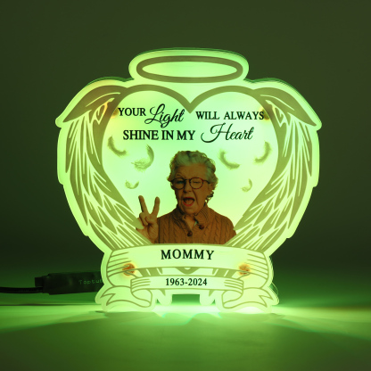 Personalised Memorial LED Light with Angel Wings 1 Name & Photo A Heartfelt Sympathy Gift-Jessemade AU