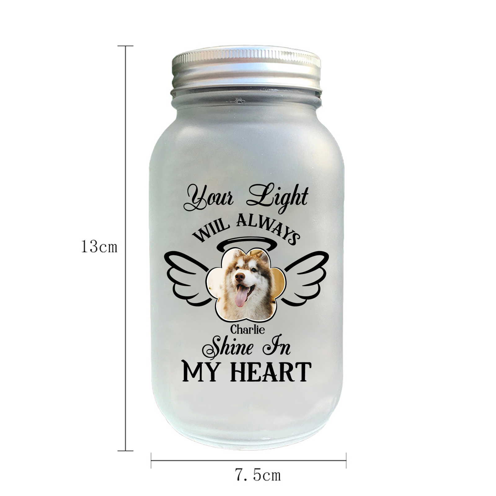 Custom Memorial Jar with Photo Personalised Memorial Gift Bottle Gifts for Pet Lover - Your Light Will Always Shine In My Heart-Jessemade AU