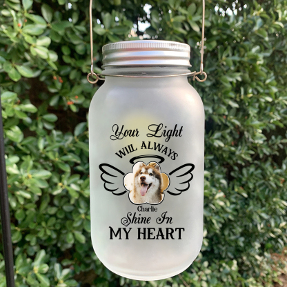 Custom Memorial Jar with Photo Personalised Memorial Gift Bottle Gifts for Pet Lover - Your Light Will Always Shine In My Heart-Jessemade AU