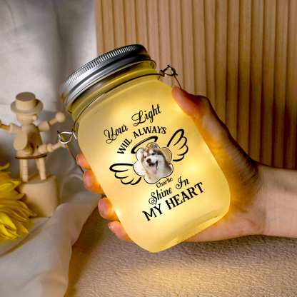 Custom Memorial Jar with Photo Personalised Memorial Gift Bottle Gifts for Pet Lover - Your Light Will Always Shine In My Heart-Jessemade AU
