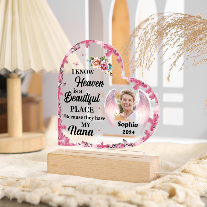 Personalised Heart Memorial LED Light Cherish Loved Ones with Custom Name Photo & Date-Jessemade AU