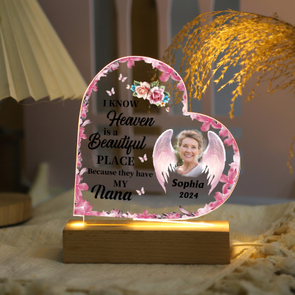 Personalised Heart Memorial LED Light Cherish Loved Ones with Custom Name Photo & Date-Jessemade AU