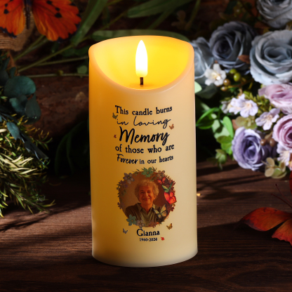 Personalised Memorial Electric Candle with Name, Photo & Date Heartfelt Christmas Tribute