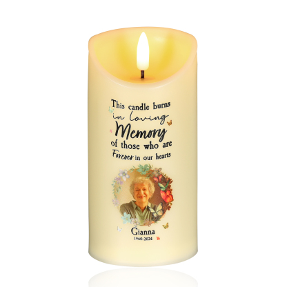 Personalised Memorial Electric Candle with Name, Photo & Date Heartfelt Christmas Tribute
