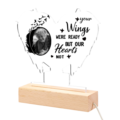 Personalised Memorial Heart Light with Custom Photo A Lasting Tribute in Wing Shape-Jessemade AU