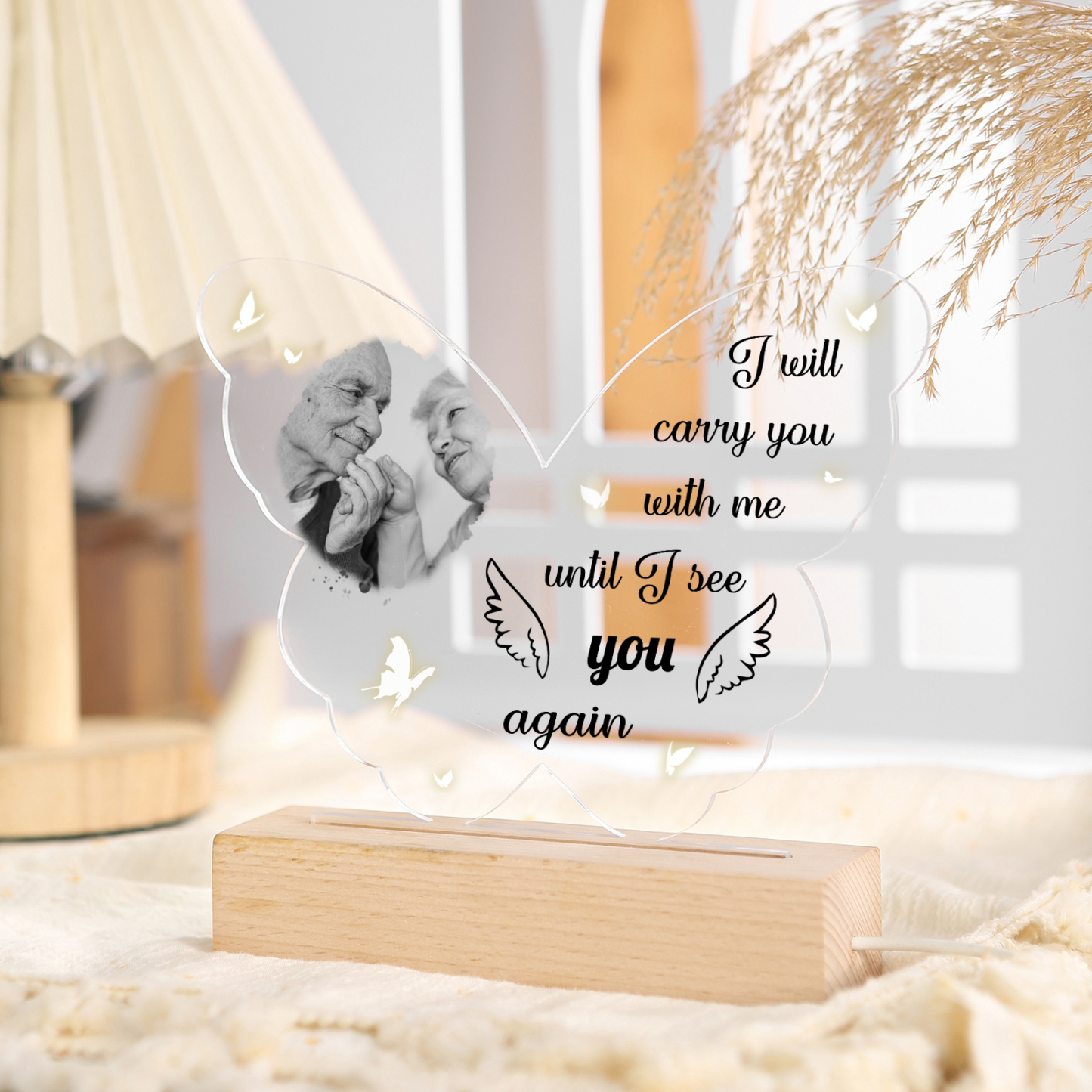 Personalised Memorial Butterfly Light with Custom Photo Heartfelt Tribute Lamp for Cherished Memories-Jessemade AU