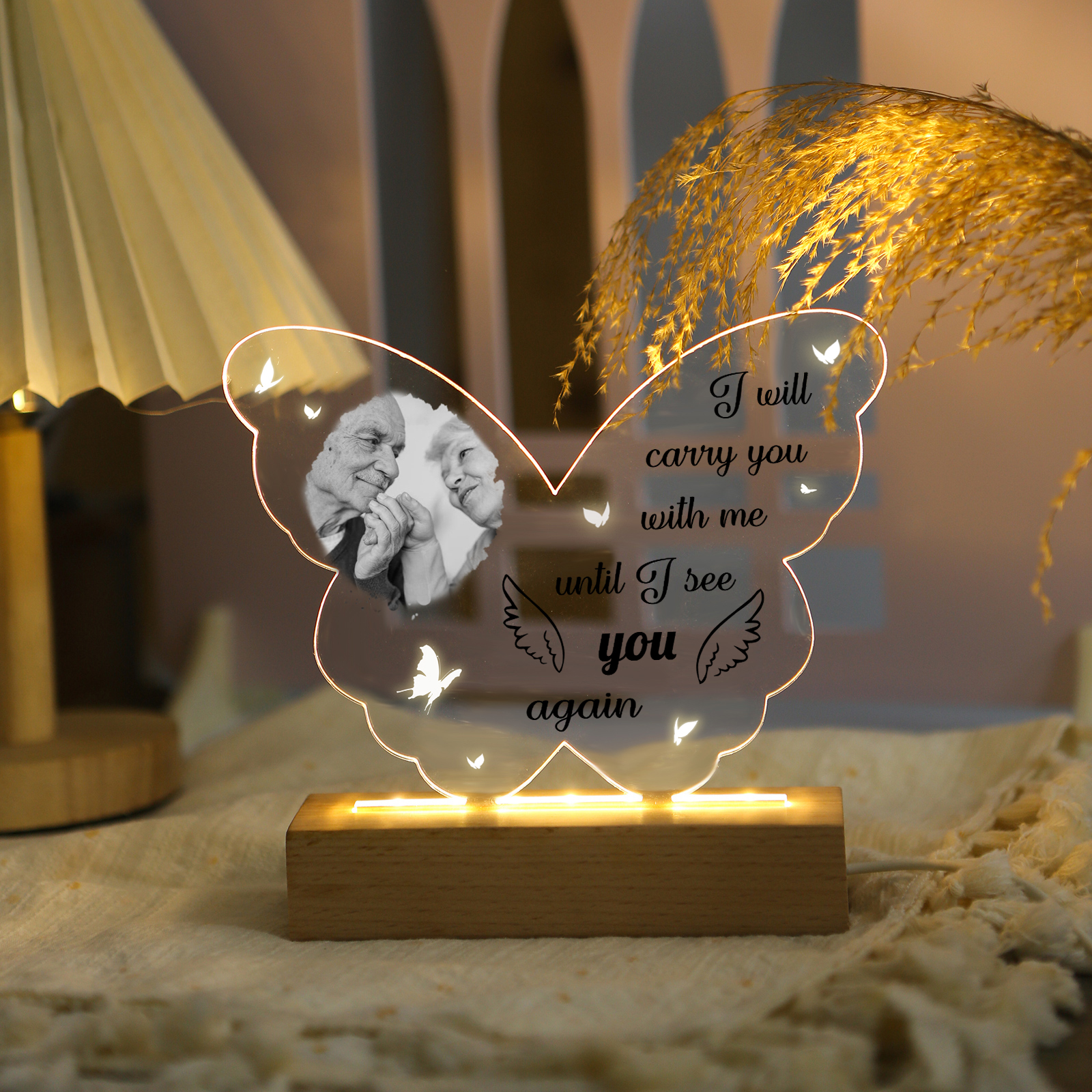 Personalised Memorial Butterfly Light with Custom Photo Heartfelt Tribute Lamp for Cherished Memories