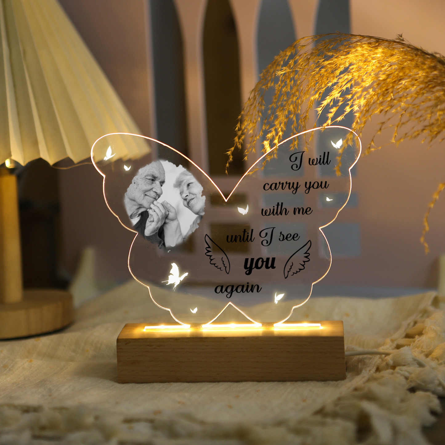 Personalised Memorial Butterfly Light with Custom Photo Heartfelt Tribute Lamp for Cherished Memories-Jessemade AU