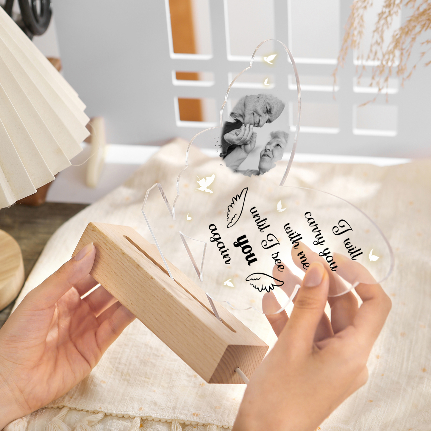 Personalised Memorial Butterfly Light with Custom Photo Heartfelt Tribute Lamp for Cherished Memories-Jessemade AU