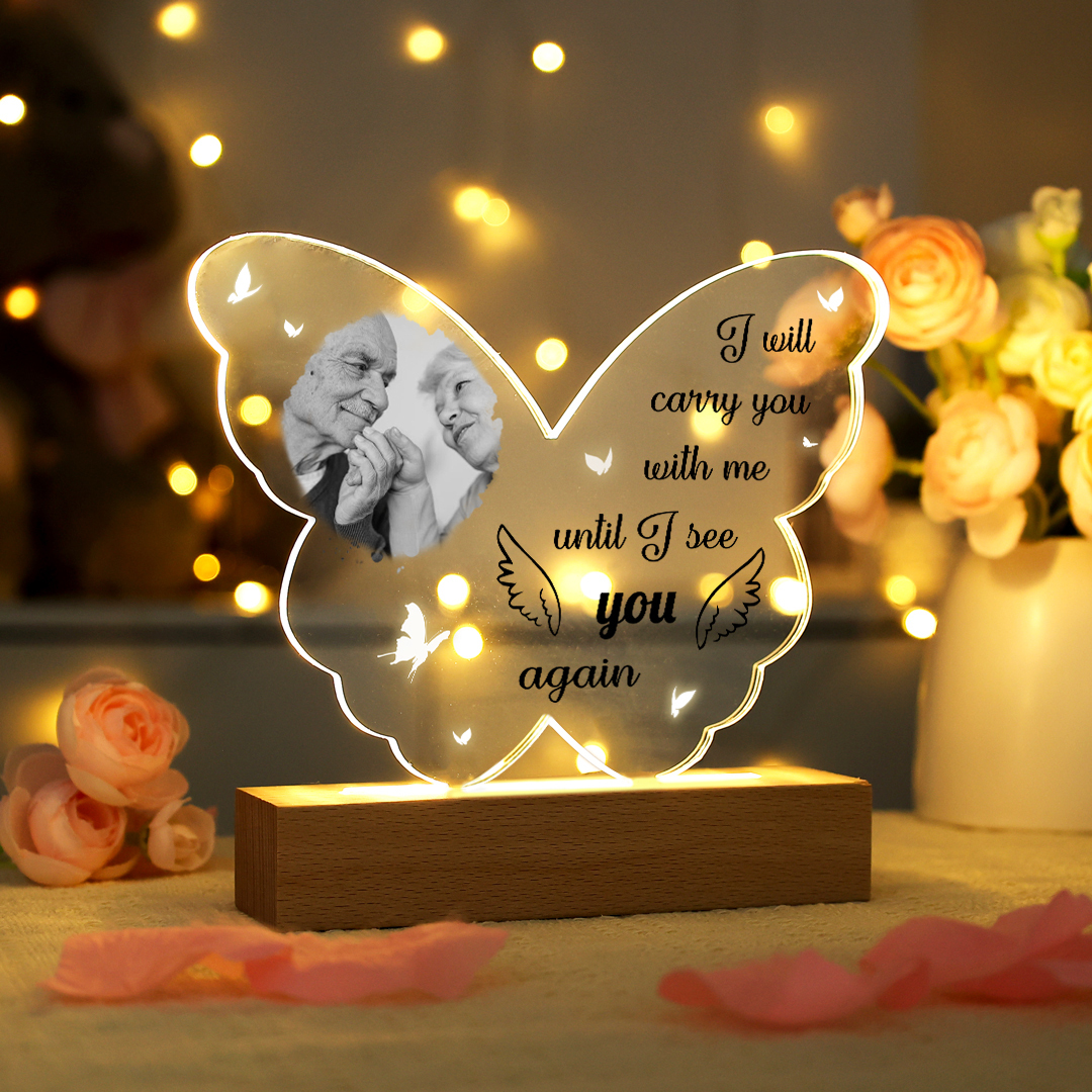 Personalised Memorial Butterfly Light with Custom Photo Heartfelt Tribute Lamp for Cherished Memories-Jessemade AU