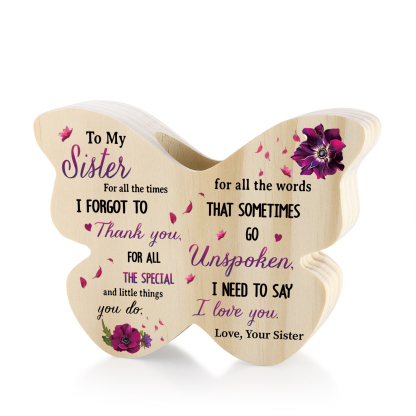 To My Sister Purple Flower Butterfly-Shaped Candle Holder with Heartfelt Message Perfect for Commemorating Special Bonds-Jessemade AU