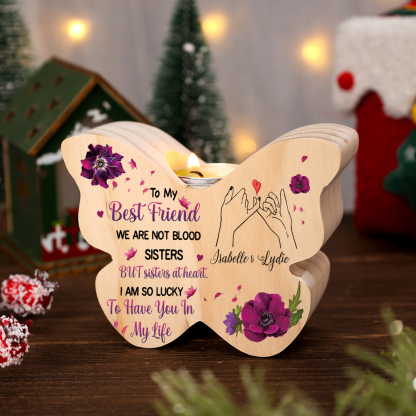 To My Best Friend Pinky Promise Personalised Butterfly Candle Holder with 2 Names Commemorative Friendship Keepsake-Jessemade AU