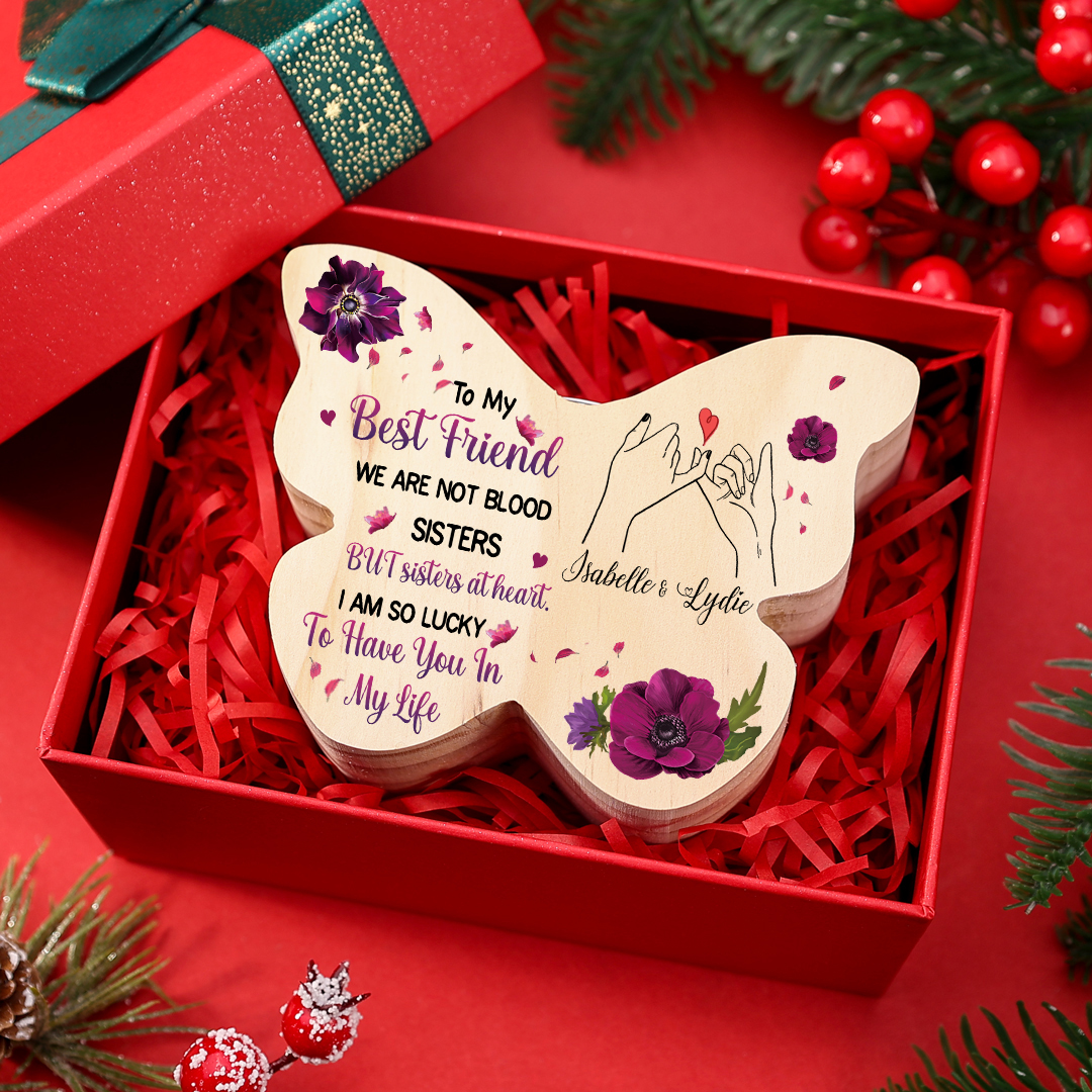 To My Best Friend Pinky Promise Personalised Butterfly Candle Holder with 2 Names Commemorative Friendship Keepsake