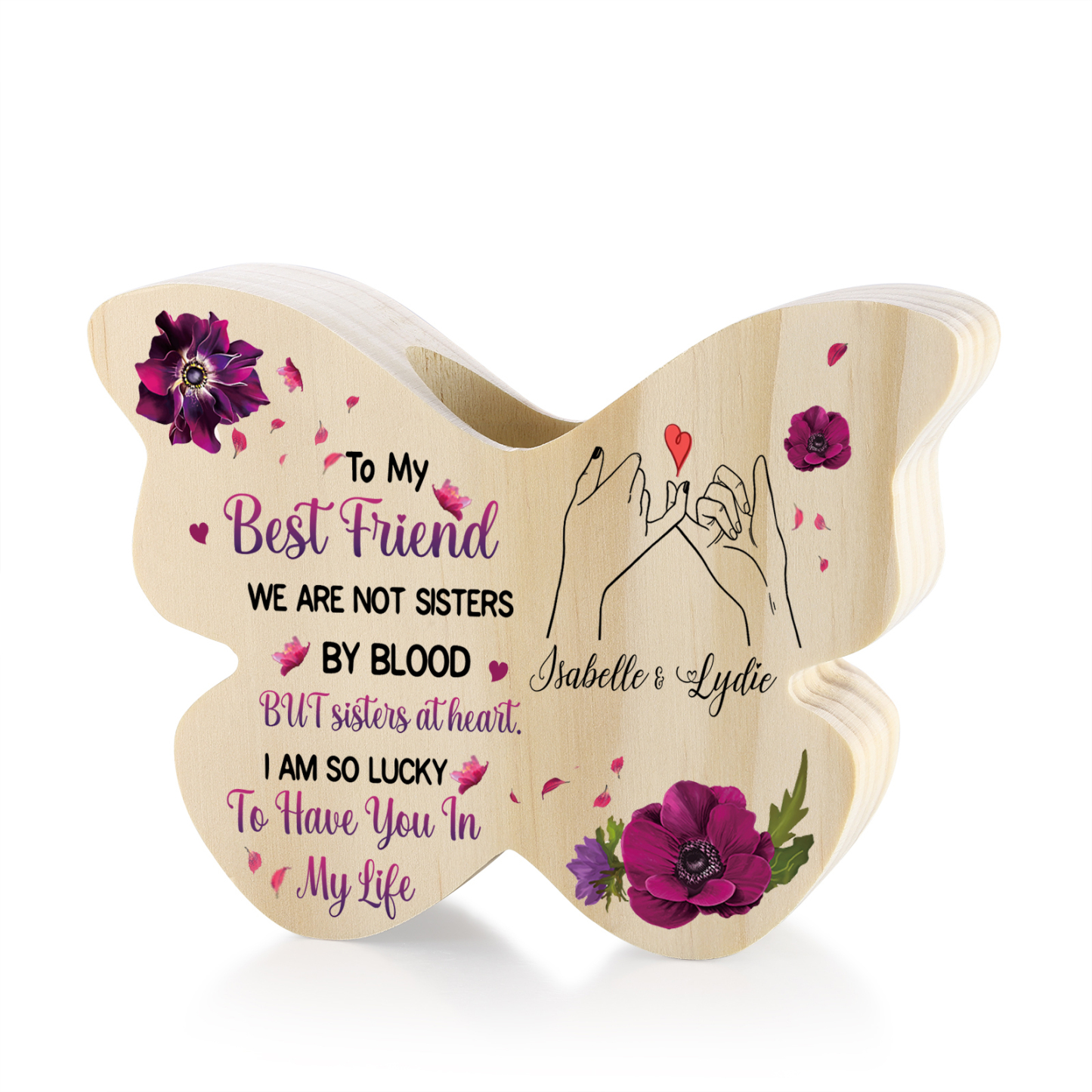 To My Best Friend Pinky Promise Personalised Butterfly Candle Holder with 2 Names Commemorative Friendship Keepsake-Jessemade AU
