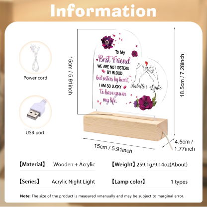 To My Best Friend Pinky Swear Personalised Heart-Shaped LED Light with Custom 2 Names Cherished Friendship Keepsake-Jessemade AU