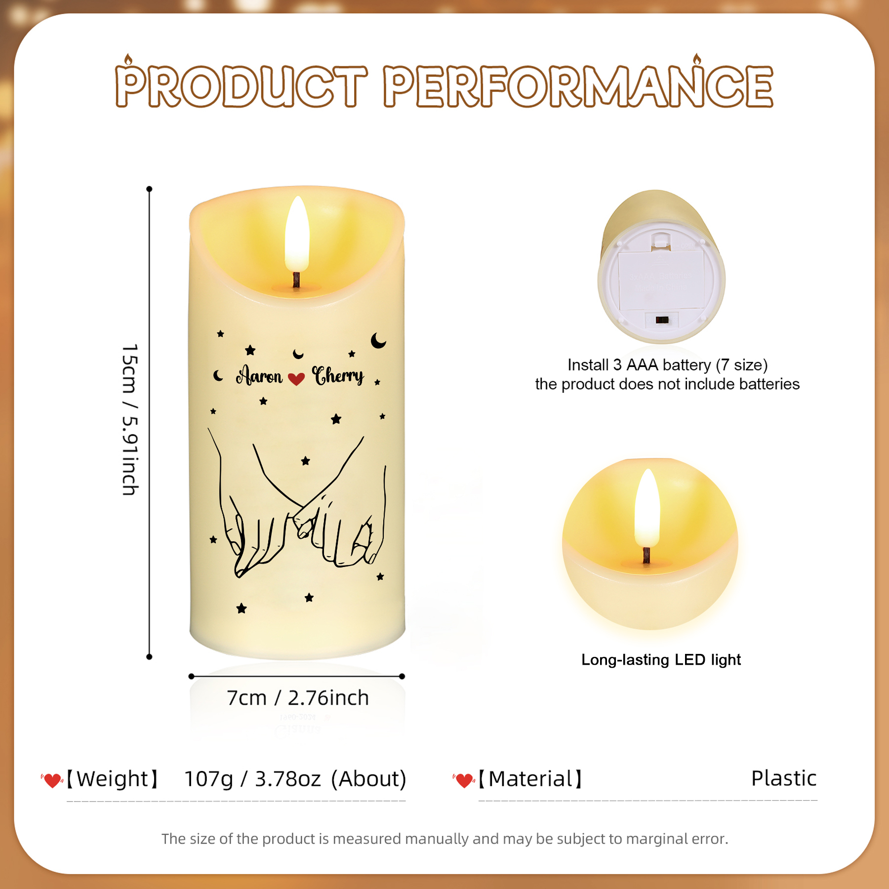 Personalised LED Candle Pinky Promise To My Love Gift for Couple