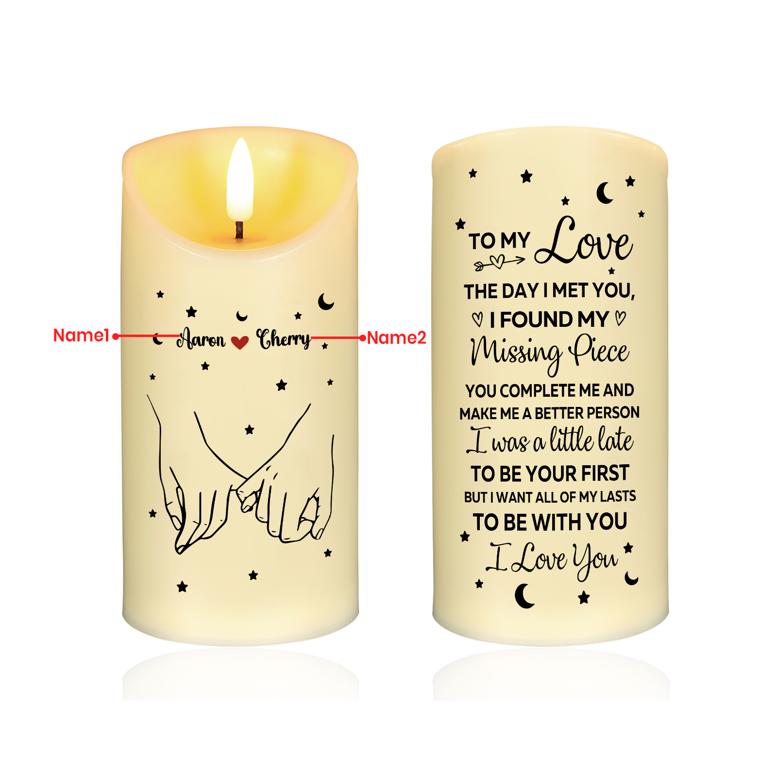 Personalised LED Candle Pinky Promise To My Love Gift for Couple