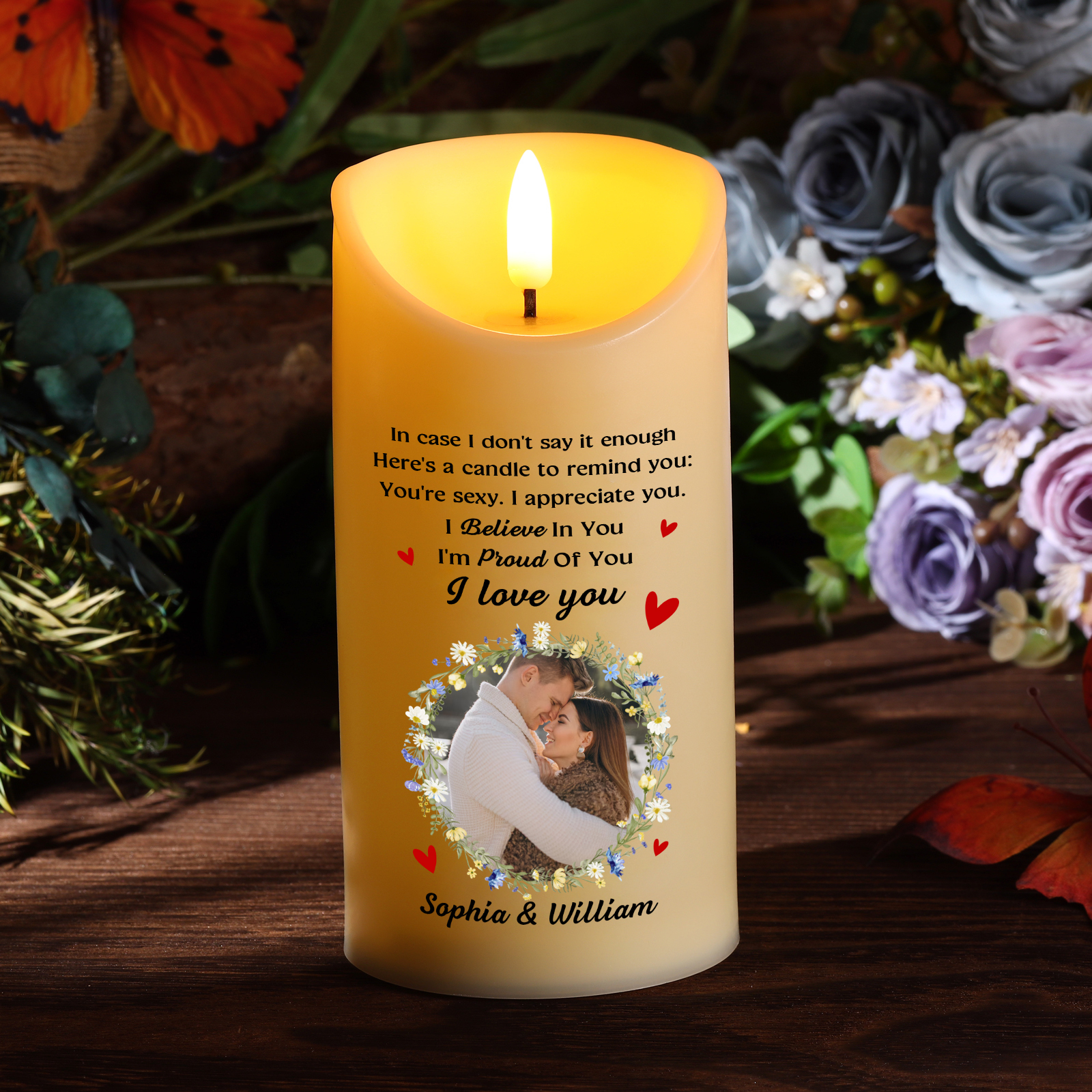 Personalised LED Candle I Believe in You I am Proud of You I Love You Gift for Couple