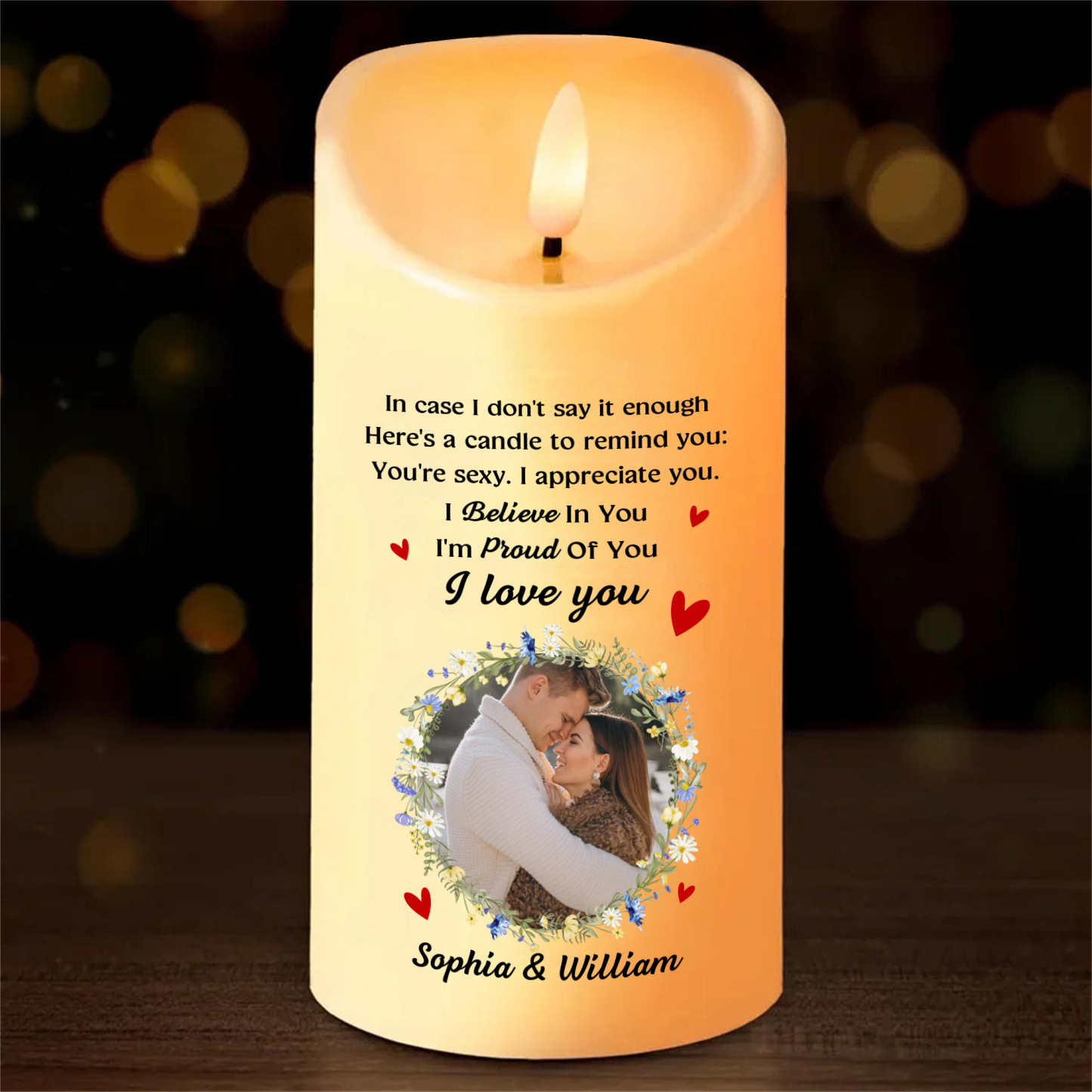 Personalised LED Candle I Believe in You I am Proud of You I Love You Gift for Couple