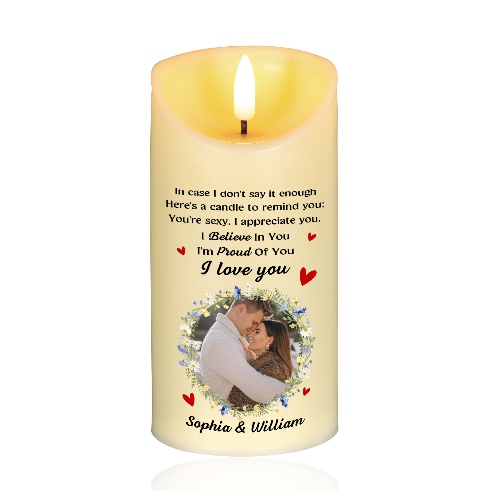 Personalised LED Candle I Believe in You I am Proud of You I Love You Gift for Couple