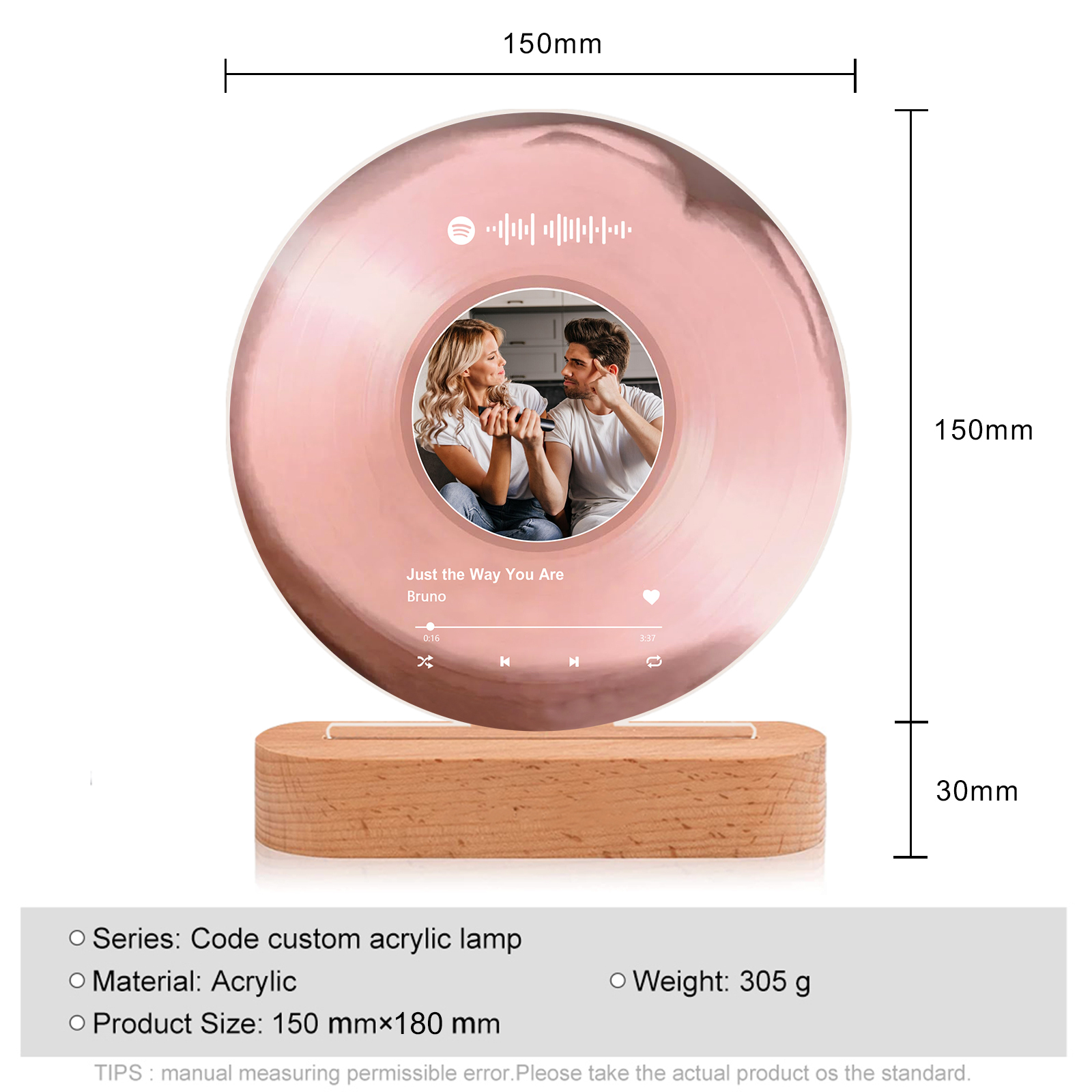 Personalised Photo and Song Light Acrylic Plaque Heartfelt Home Decoration Gift for Couple