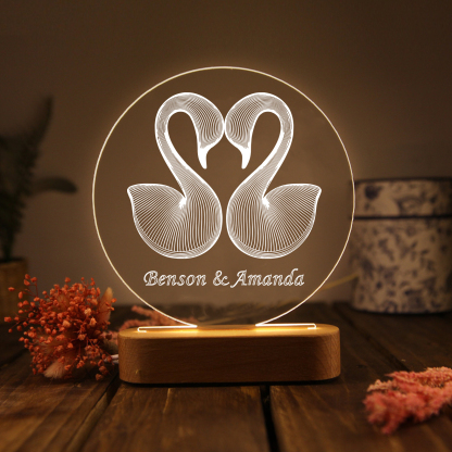 Personalised Swan Light Acrylic Plaque Elegant Home Decoration Gift for Couple
