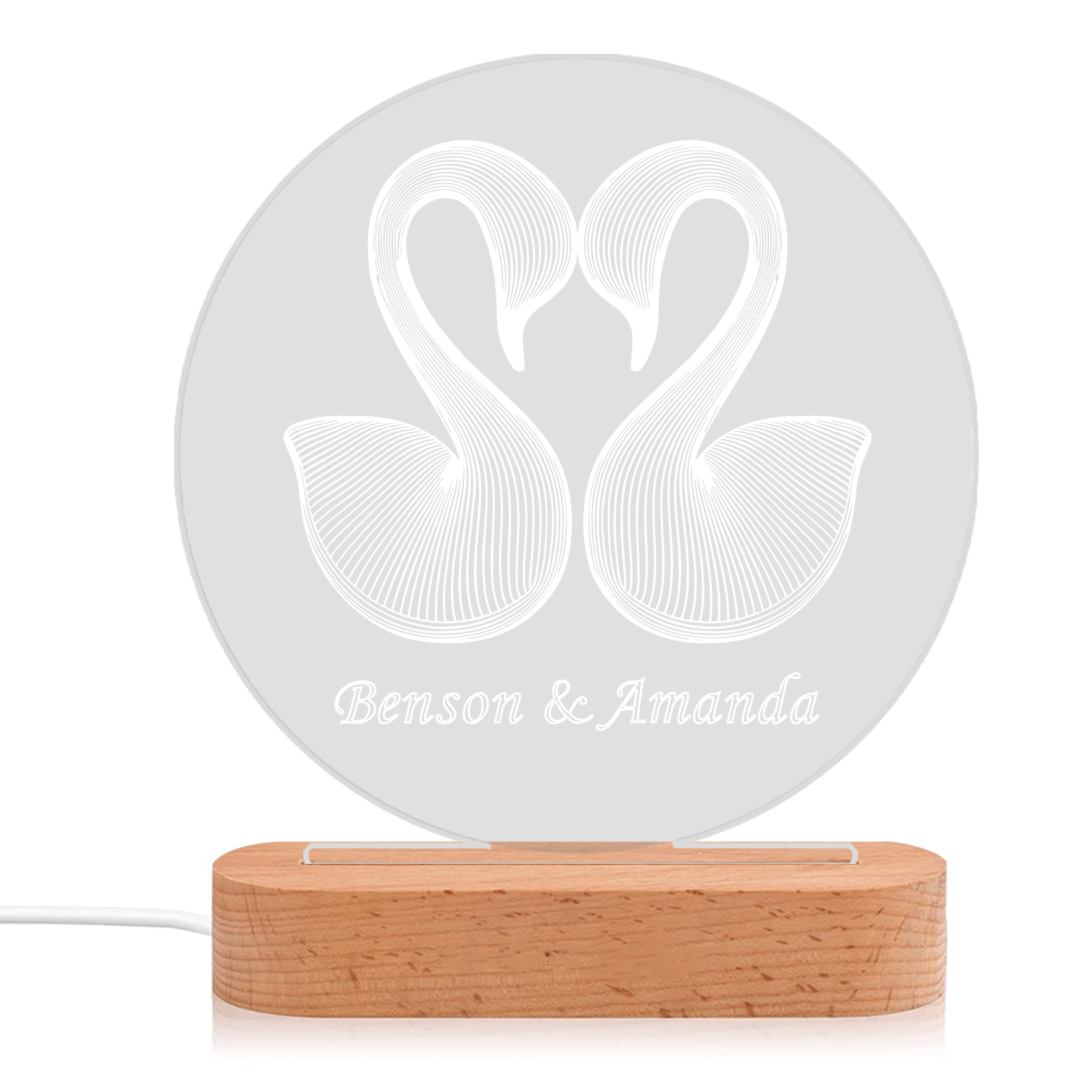 Personalised Swan Light Acrylic Plaque Elegant Home Decoration Gift for Couple