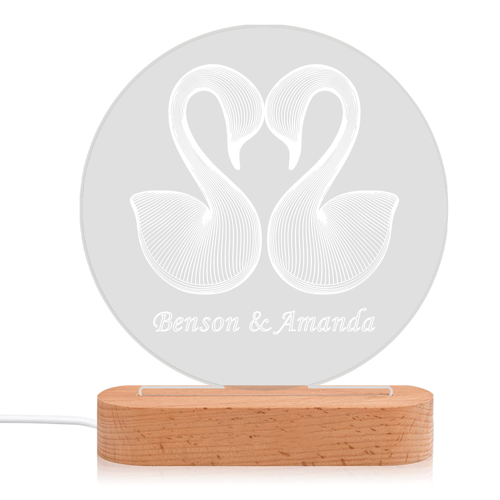 Personalised Swan Light Acrylic Plaque Elegant Home Decoration Gift for Couple