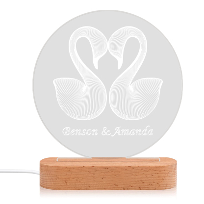 Personalised Swan Light Acrylic Plaque Elegant Home Decoration Gift for Couple