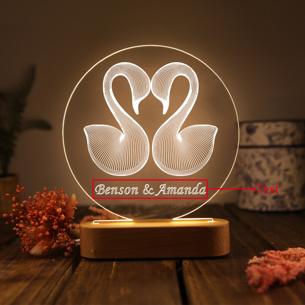 Personalised Swan Light Acrylic Plaque Elegant Home Decoration Gift for Couple