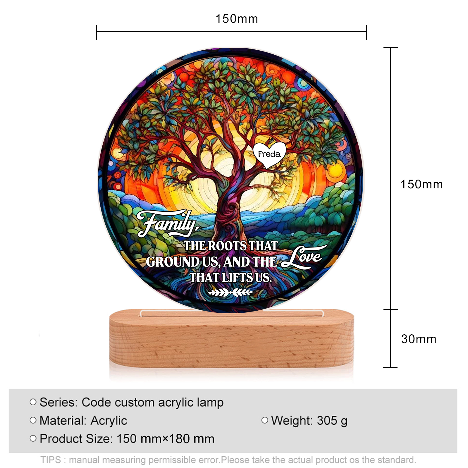 Personalised Tree of Life LED Night Light Family The Roots That Ground Us and the Love That Lifts Us Gift for Grandparents | Jessemade