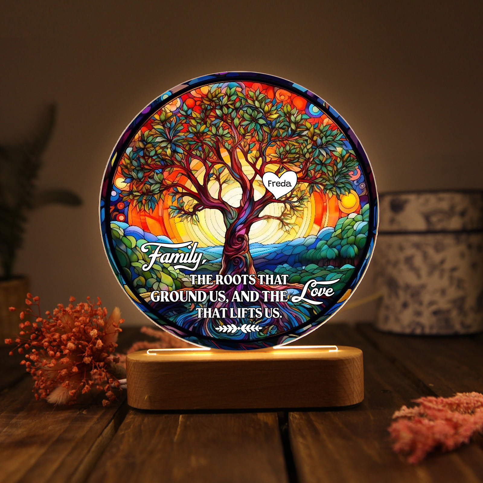 Personalised Tree of Life LED Night Light Family The Roots That Ground Us and the Love That Lifts Us Gift for Grandparents | Jessemade