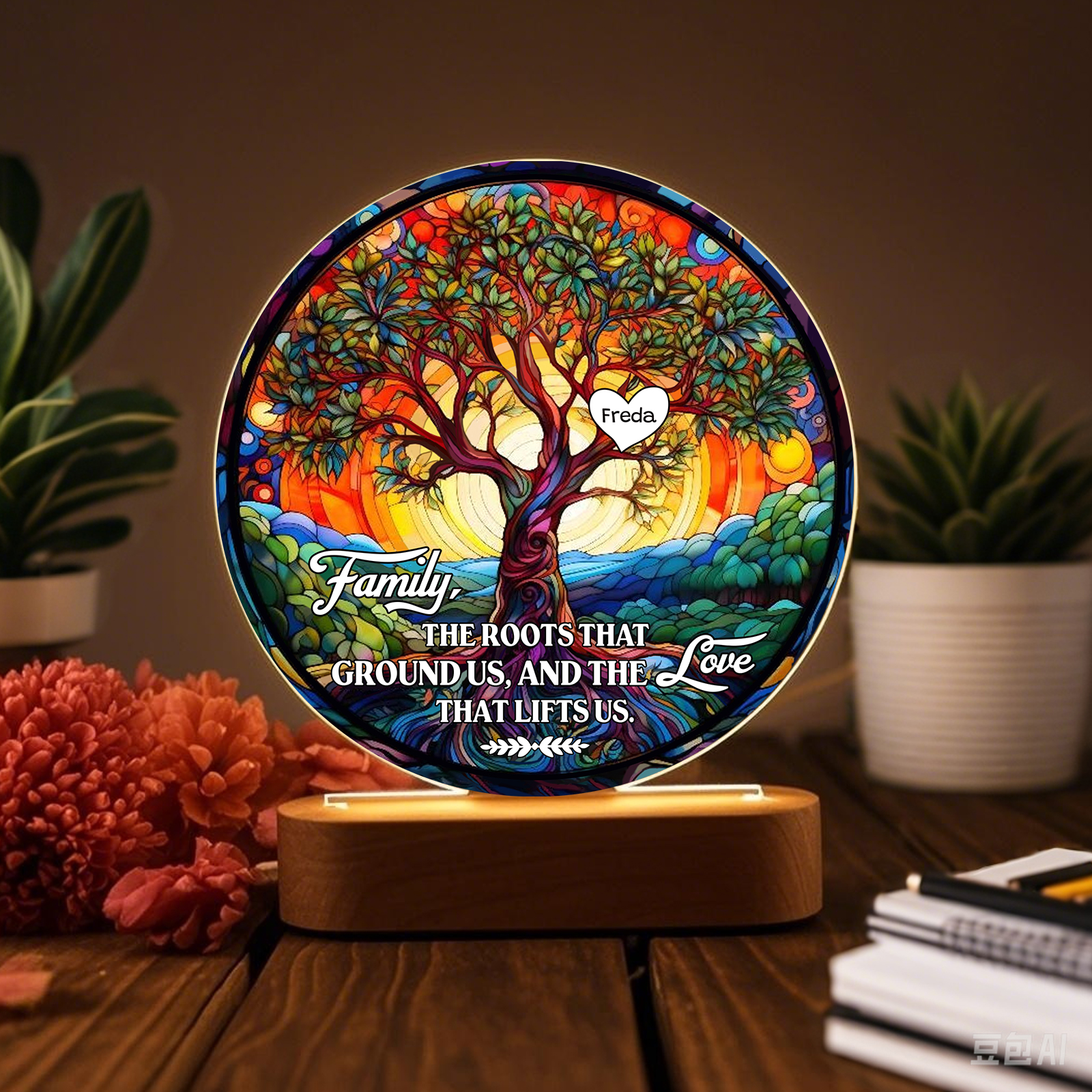 Personalised Tree of Life LED Night Light Family The Roots That Ground Us and the Love That Lifts Us Gift for Grandparents | Jessemade