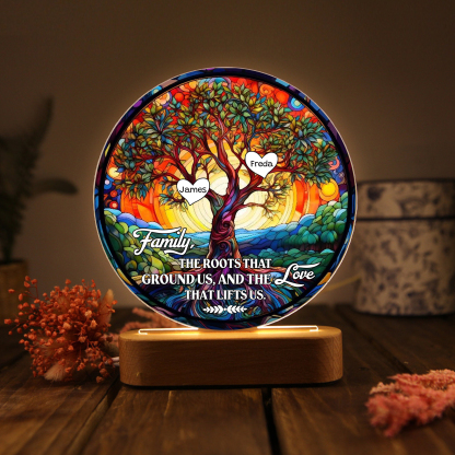 2 Names Personalised Tree of Life LED Night Light Family The Roots That Ground Us and the Love That Lifts Us Gift for Grandparents | Jessemade