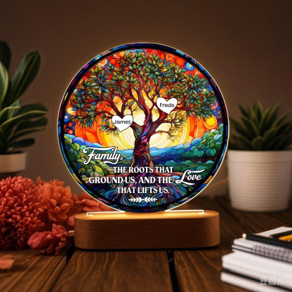 2 Names Personalised Tree of Life LED Night Light Family The Roots That Ground Us and the Love That Lifts Us Gift for Grandparents | Jessemade