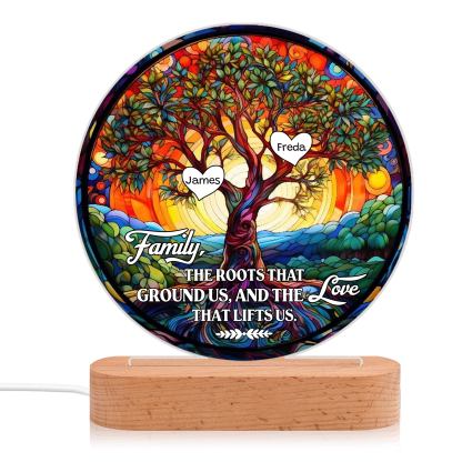 2 Names Personalised Tree of Life LED Night Light Family The Roots That Ground Us and the Love That Lifts Us Gift for Grandparents | Jessemade
